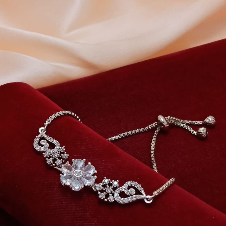 Elegant Floral Sterling Silver Adjustable Bolo Bracelet