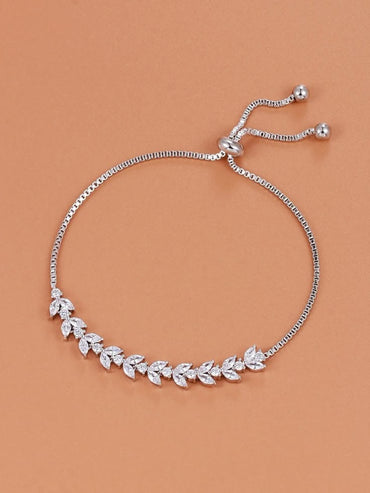 Elegant Marquise Cut Cubic Zirconia Leaf Bolo Bracelet