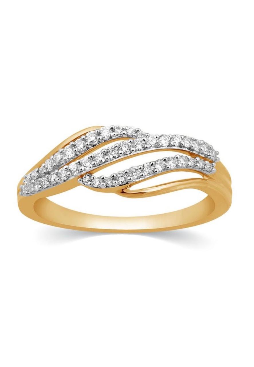 Elegant Multi-Row Diamond Wave Ring