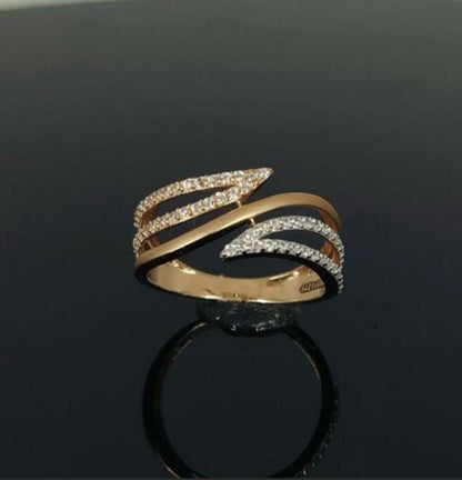 Elegant Rose Gold Multi-Band Wave Ring