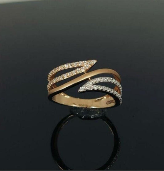 Elegant Rose Gold Multi-Band Wave Ring