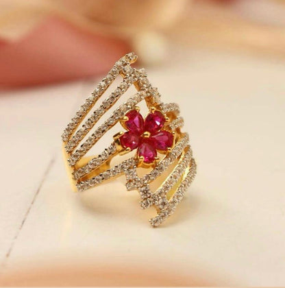 Exquisite Floral Ruby & Diamond Statement Ring
