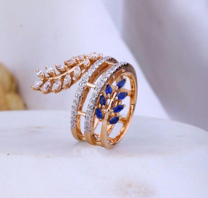 Exquisite Leaf Bypass Statement Ring