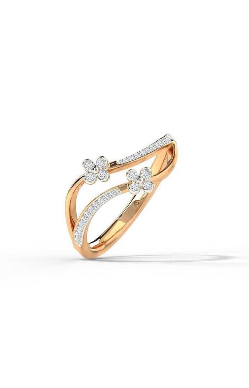Twin Flower Diamond Wave Ring