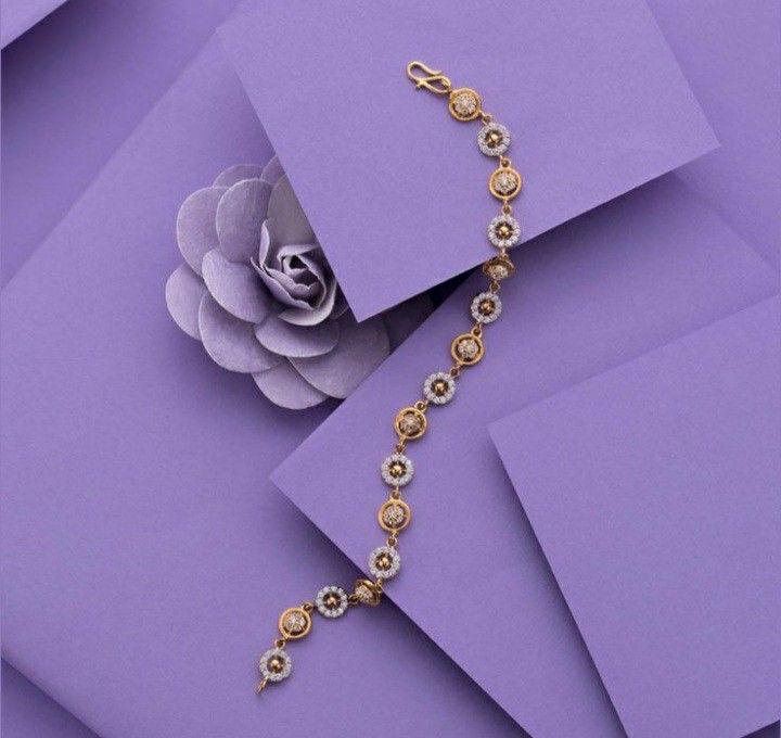 Elegant Two-Tone Geometric Floral Diamond Bracelet