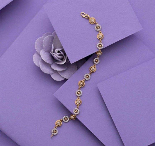 Elegant Two-Tone Geometric Floral Diamond Bracelet