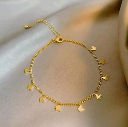 Plated Dainty Butterfly Charm Anklet