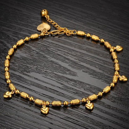Yellow Gold Plated Heart Charm Anklet