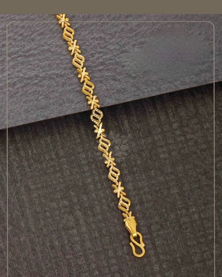 Yellow Gold Plated Alternating 'XO' Link Bracelet with Diamond-Cut Texture