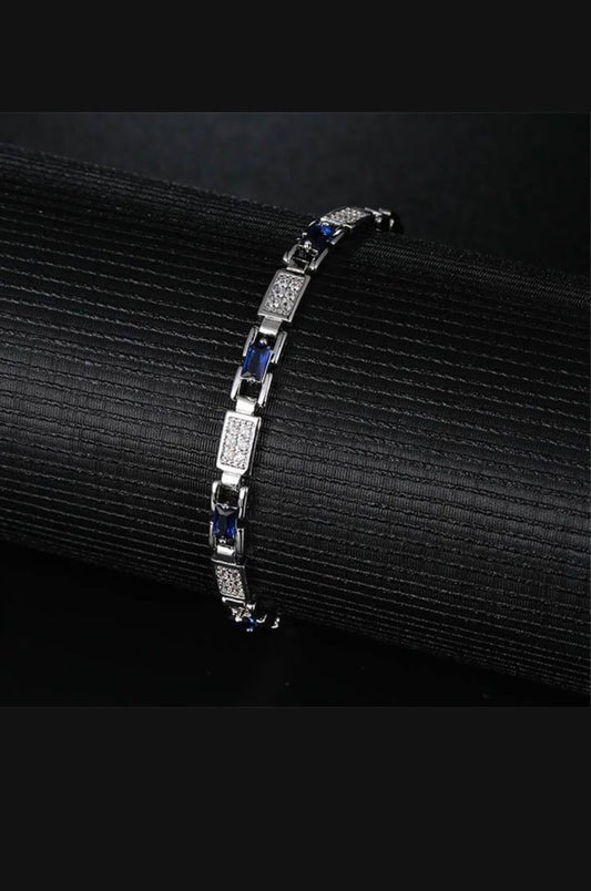 Elegant Art Deco Sapphire & Diamond Link Bracelet