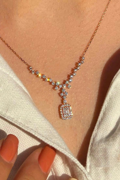 Elegant Deco-Style Diamond Drop Necklace