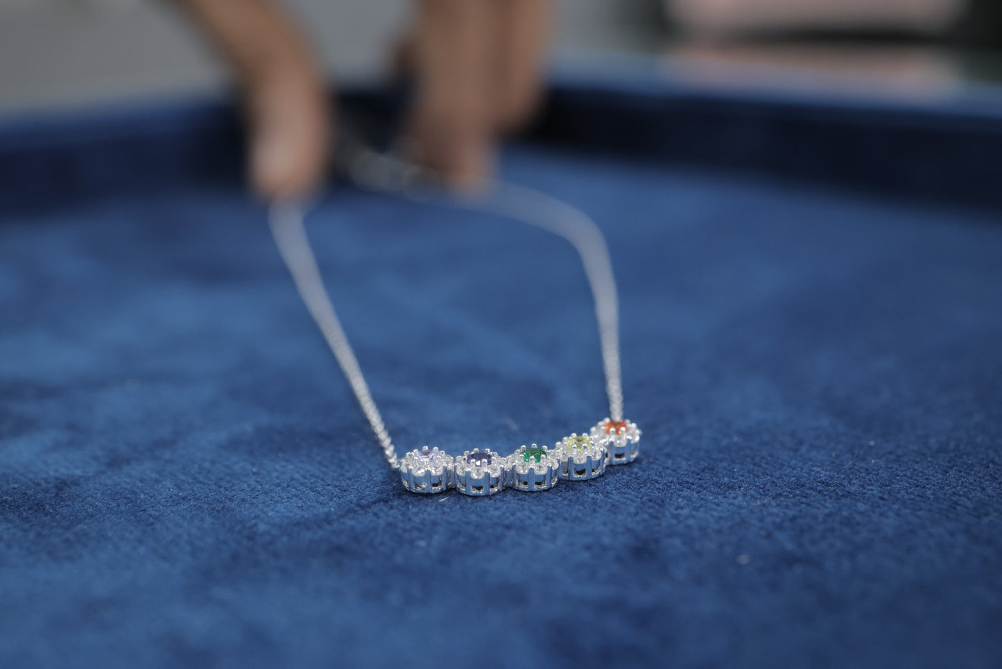 Multi-Color Floral Halo Station Necklace