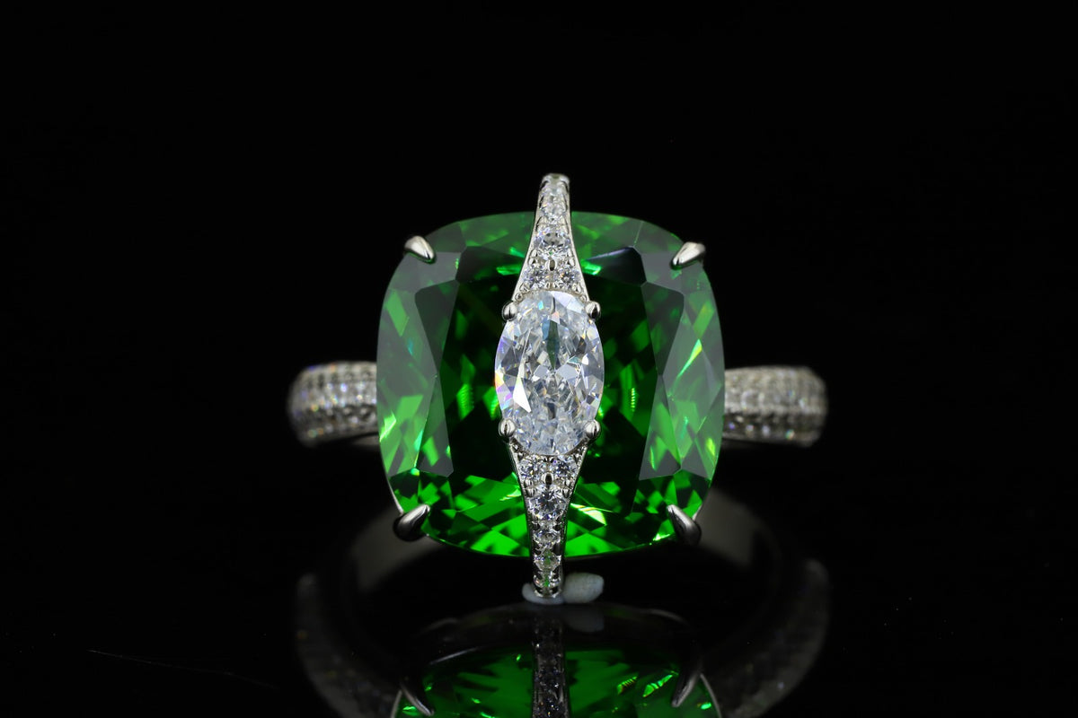 Custom Green Gemstone Statement Ring