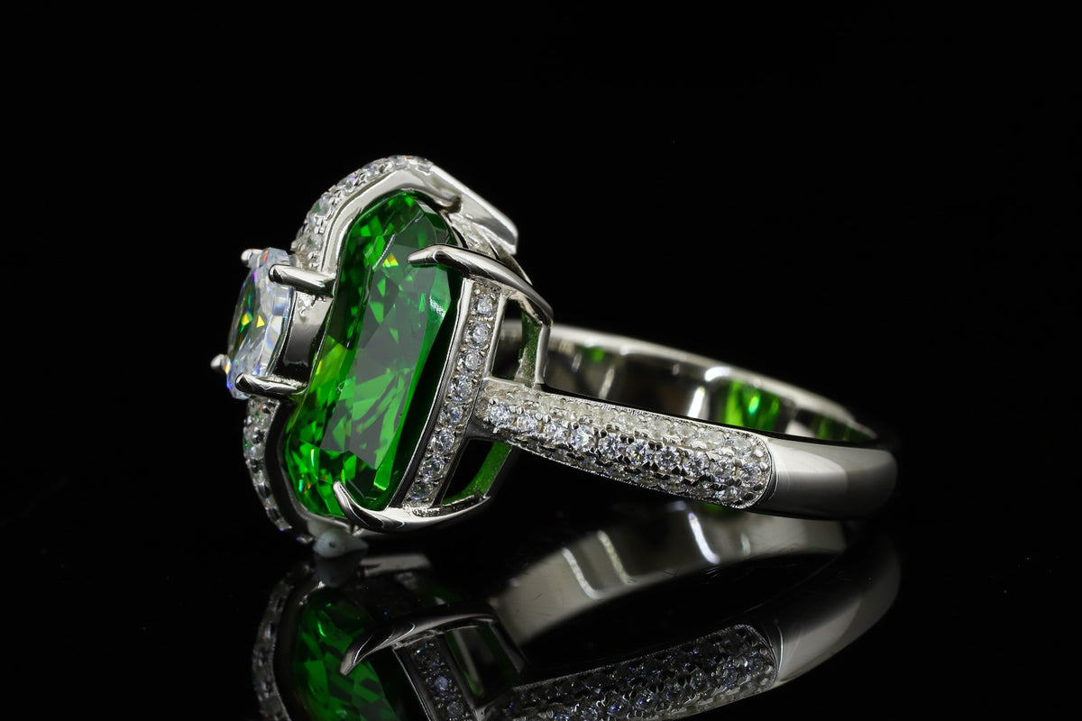 Custom Green Gemstone Statement Ring