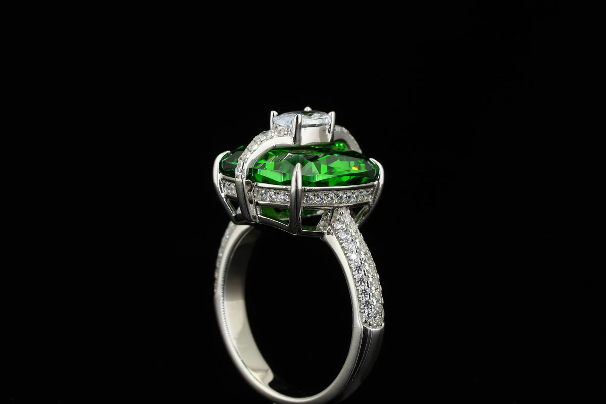 Custom Green Gemstone Statement Ring