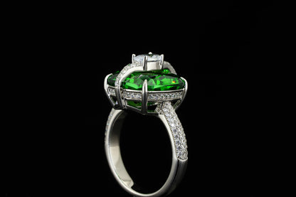 Custom Green Gemstone Statement Ring
