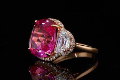 Cushion Cut Pink Sapphire & Diamond Ring