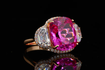 Cushion Cut Pink Sapphire & Diamond Ring