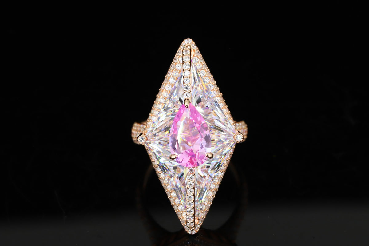 Exquisite Rose Gold Two-Stone "Toi et Moi" Marquise Ring with Diamond Micro-Pavé