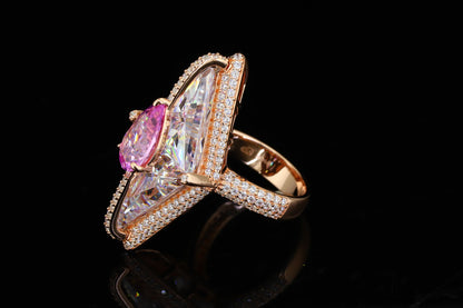 Exquisite Rose Gold Two-Stone "Toi et Moi" Marquise Ring with Diamond Micro-Pavé