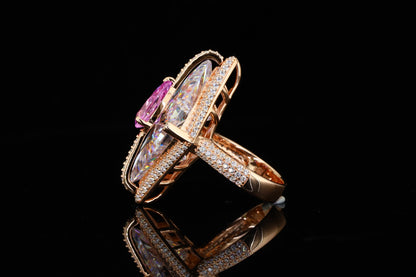 Exquisite Rose Gold Two-Stone "Toi et Moi" Marquise Ring with Diamond Micro-Pavé
