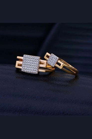 Elegant Square Cluster Couple's Ring
