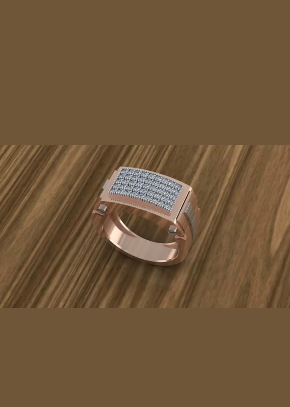 Men's Rose Gold Pave Diamond Statement Ring