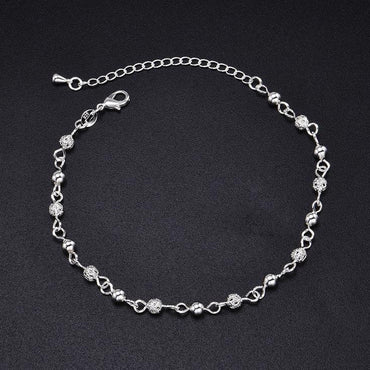 925 Sterling Silver Beaded Chain Bracelet