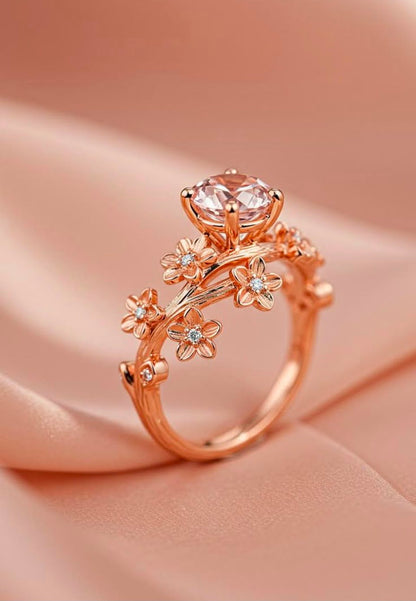 Floral Morganite Engagement Ring