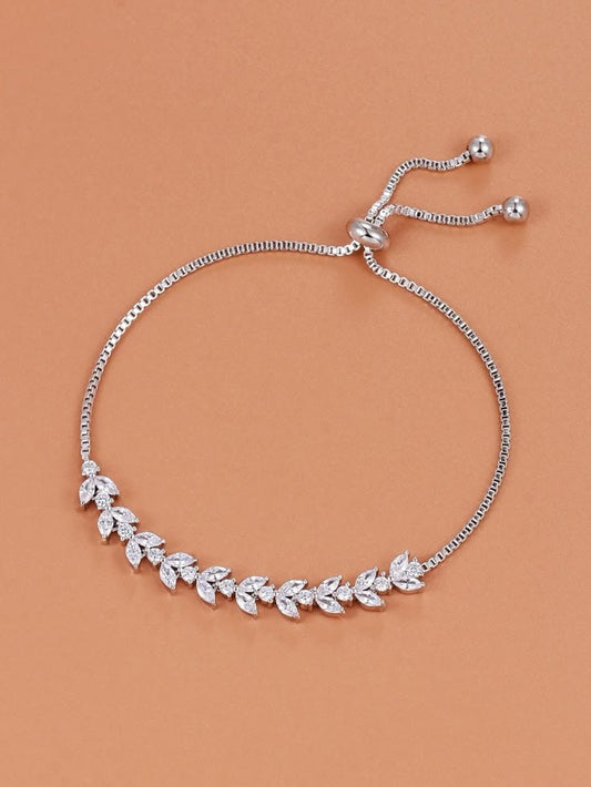 Elegant Marquise Cut Cubic Zirconia Leaf Bolo Bracelet