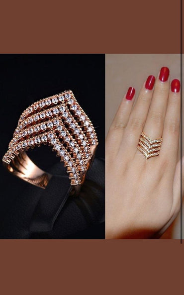 Sparkly Rose Gold Chevron Statement Ring