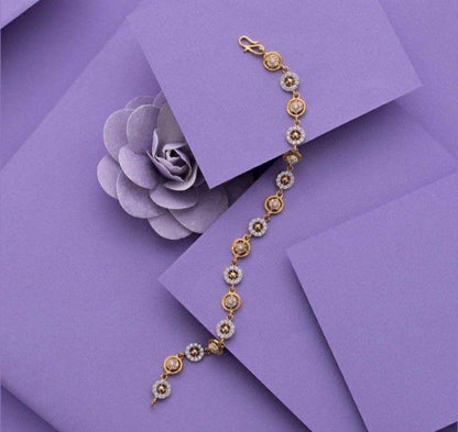 Elegant Two-Tone Geometric Floral Diamond Bracelet