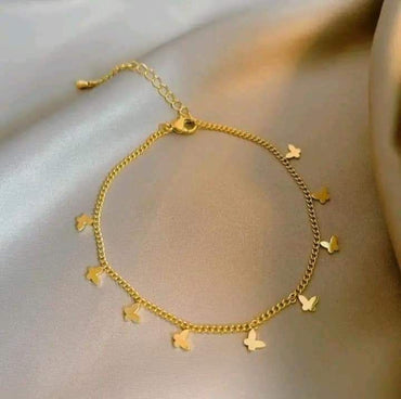Plated Dainty Butterfly Charm Anklet