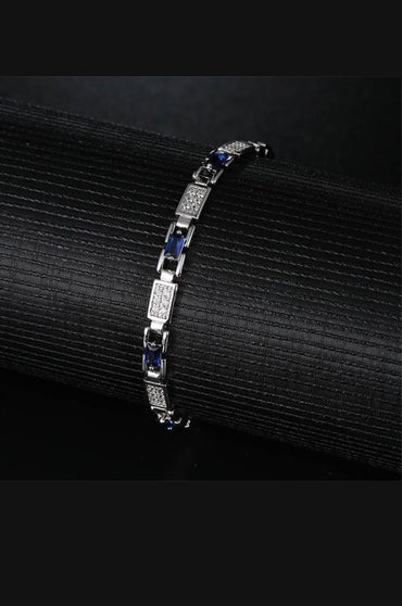 Elegant Art Deco Sapphire & Diamond Link Bracelet