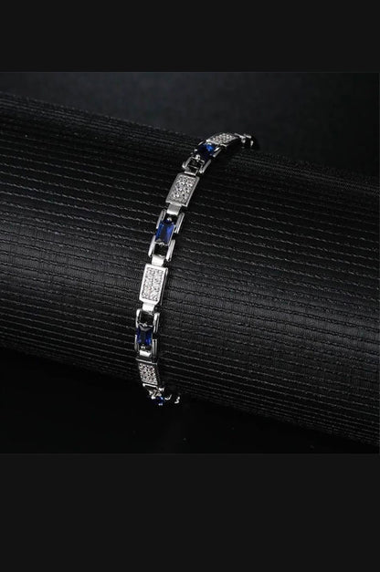 Elegant Art Deco Sapphire & Diamond Link Bracelet