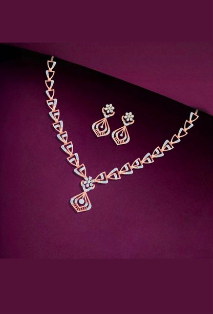 Elegant Rose Gold & Diamond Geometric Jewelry Set