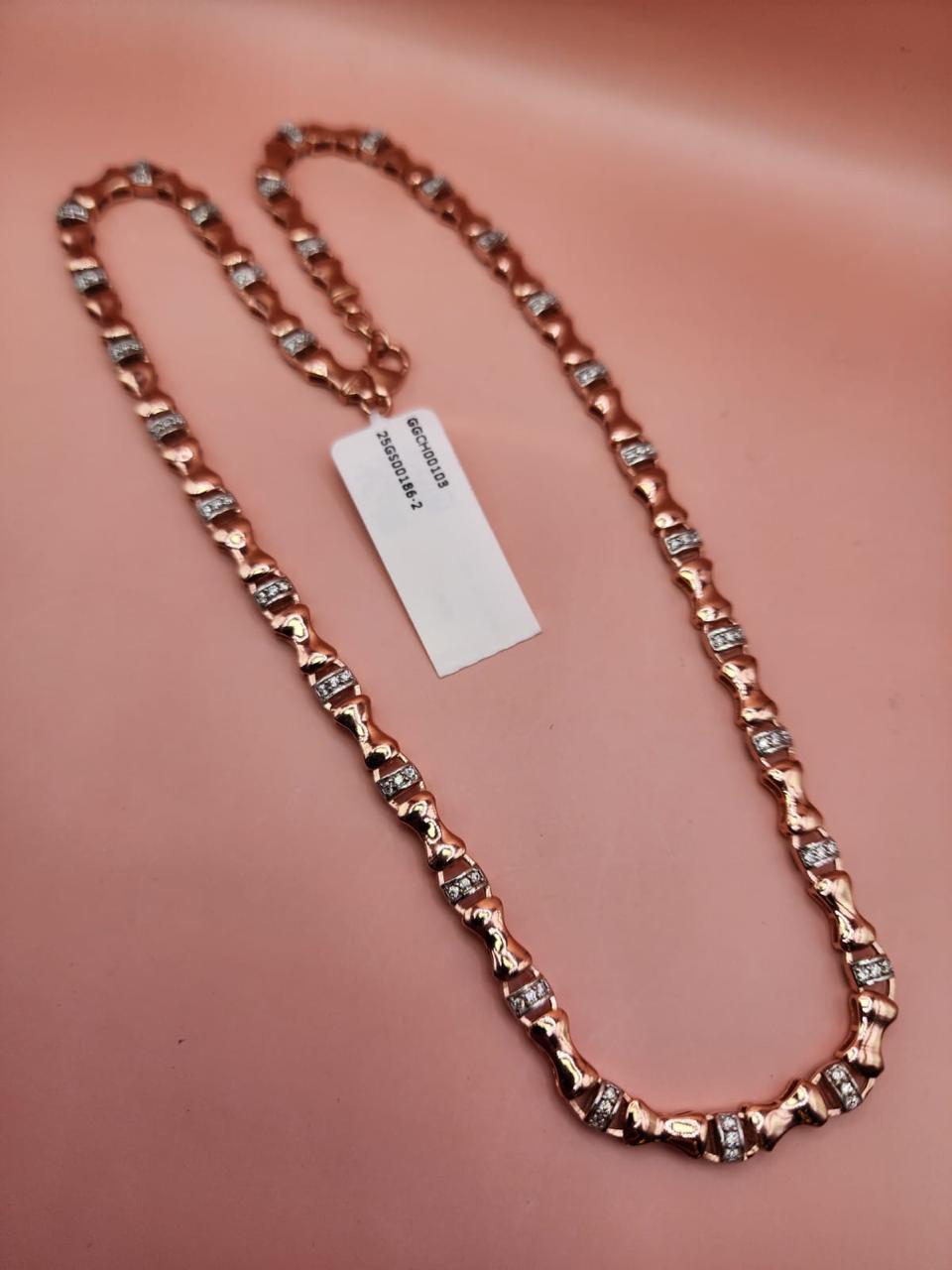 Elegant Rose Gold & Diamond Accent Link Chain