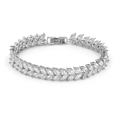 Elegant Marquise-Cut CZ Leaf Tennis Bracelet
