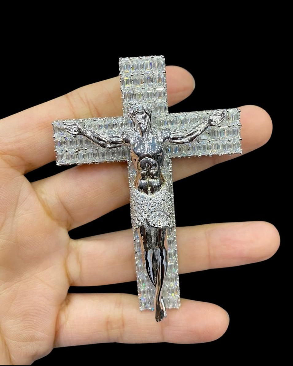 Iced-Out Diamond Crucifix Pendant