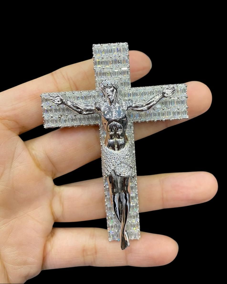 Iced-Out Diamond Crucifix Pendant