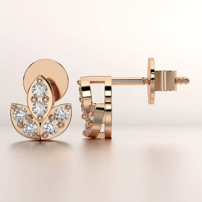 Elegant Lotus Diamond Stud Earrings
