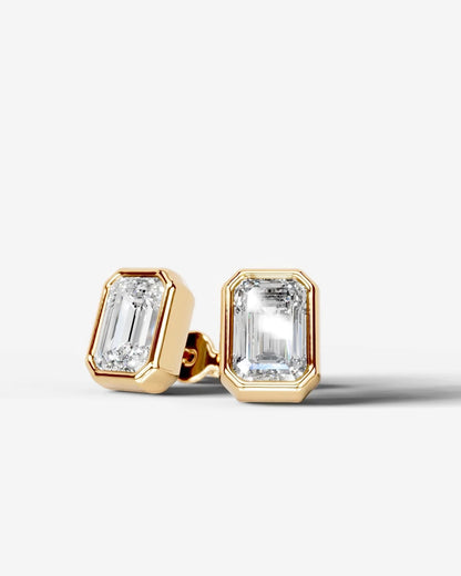 emerald-cut diamond stud earrings