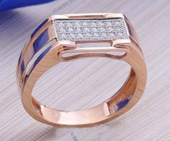 Men’s Two-Tone Rectangular Pave Diamond Signet Ring