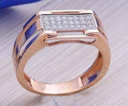 Men’s Two-Tone Rectangular Pave Diamond Signet Ring