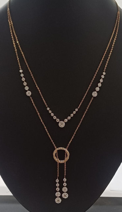 Elegant Double-Strand Diamond Drop Necklace