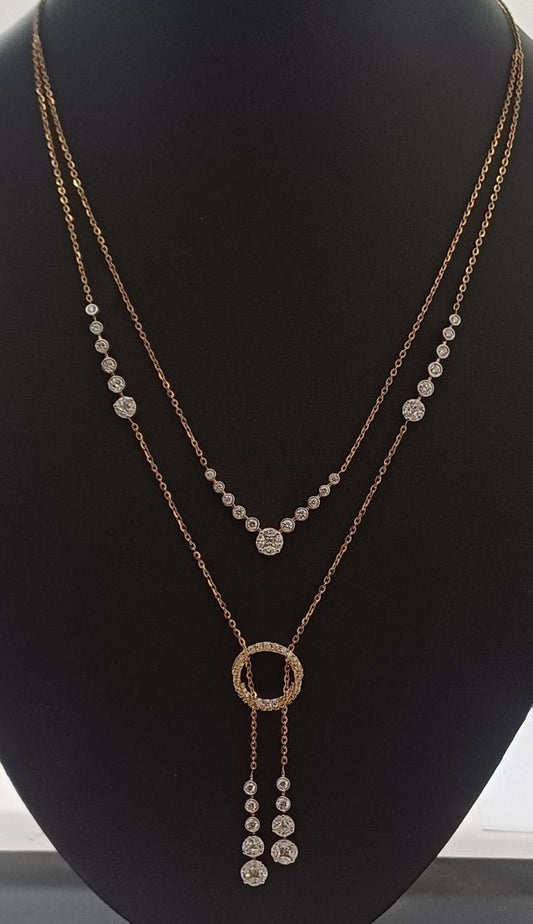 Elegant Double-Strand Diamond Drop Necklace