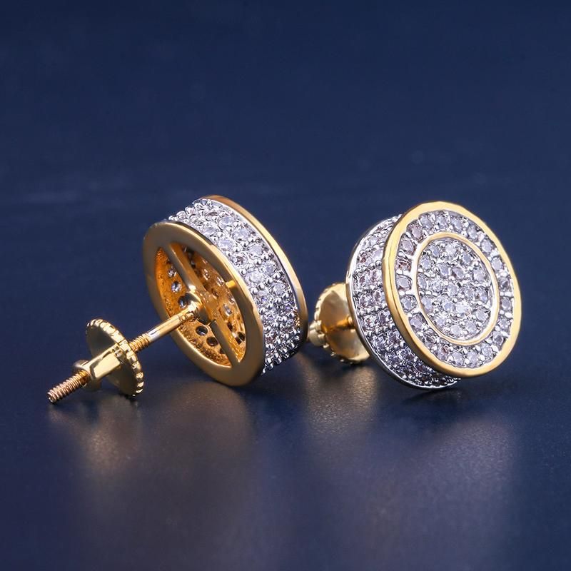 Ice-Out 3D Two-Tone Cylinder Stud Earrings