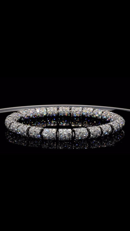 Exquisite Full-Pavé Diamond Barrel Bracelet