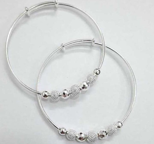 925 Silver Adjustable Beaded Bangles