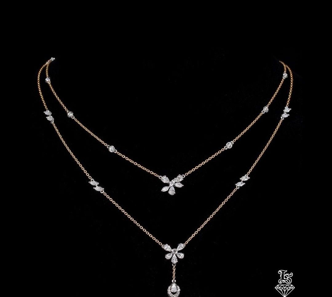 An elegant, double-layered station necklace.